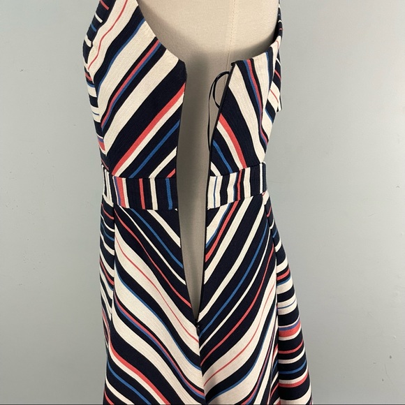 Adelyn Rae Women's Sleeveless Criss Cross Back Stripe Fit and Flare Dress - Picture 9 of 13